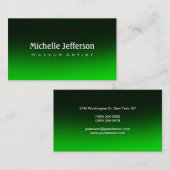 Makeup Artist Green Black Background Visitekaartje (Voorkant / Achterkant)