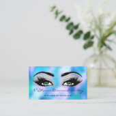 Makeup Artist Green Eyelash Blue Holographic GLASS Visitekaartje (Staand voorkant)