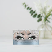 Makeup Artist Green Eyelash Blue Silver Roos Visitekaartje (Staand voorkant)