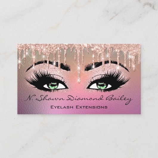 Makeup Artist Green Eyelash Roos Ombre Visitekaartje (Voorkant)