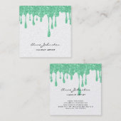 Makeup Artist Green Glitter en Sparkle Vierkante Visitekaartje (Voorkant / Achterkant)