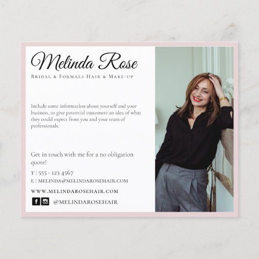 Makeup Artist Haarstylist Professional Pink Floral Flyer (Achterkant)