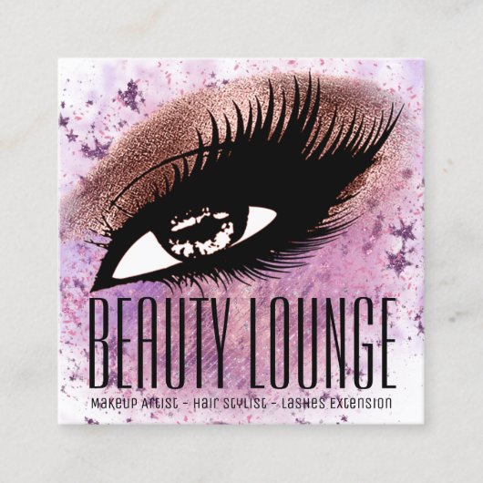 Makeup Artist Hair Eyelash Glitter Pink Brush Vierkante Visitekaartje (Voorkant)
