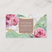 Makeup Artist Hair Salon Chic Floral Marble Agate Visitekaartje (Voorkant)
