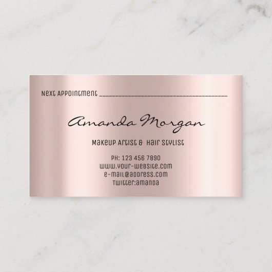 Makeup Artist Hair Salon Eyelash Influencer Roos Visitekaartje (Achterkant)