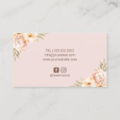 Makeup Artist Hair Salon  Floral Blush Pink Visitekaartje (Achterkant)