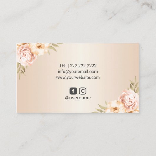 Makeup Artist Hair Salon  Floral Ivory Visitekaartje (Achterkant)