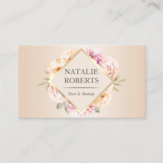 Makeup Artist Hair Salon  Floral Ivory Visitekaartje (Voorkant)