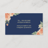 Makeup Artist Hair Salon  Floral Navy Blue Visitekaartje (Achterkant)
