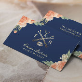 Makeup Artist Hair Salon  Floral Navy Blue Visitekaartje