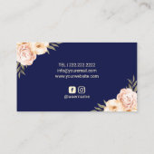 Makeup Artist Hair Salon  Floral Navy Blue Visitekaartje (Achterkant)