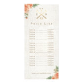 Makeup Artist Hair Salon  Floral Price List Reclamekaart (Voorkant)