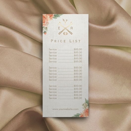 Makeup Artist Hair Salon  Floral Price List Reclamekaart