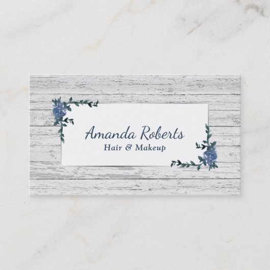 Makeup Artist Hair Salon  Floral Rustic Visitekaartje (Voorkant)