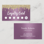 Makeup Artist Hair Salon Gold Drift Modern Paars Klantenkaartje (Voorkant / Achterkant)