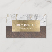 Makeup Artist Hair Salon Gold Leaf Marble & Copper Visitekaartje (Voorkant)