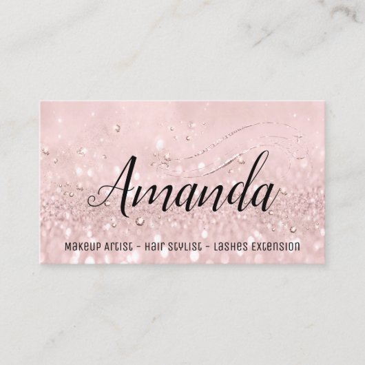 Makeup Artist Hair Salon Lash Event Roze Glitter Visitekaartje (Voorkant)