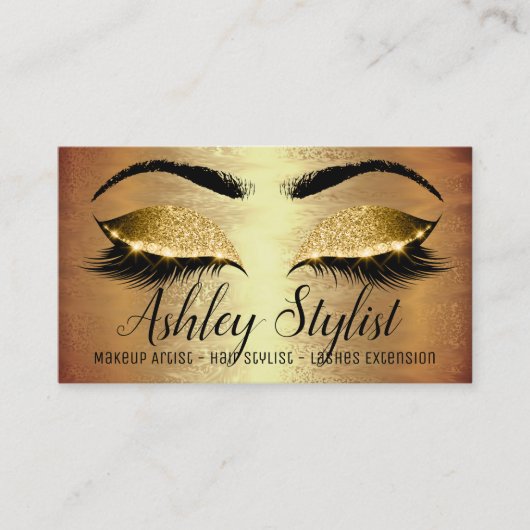 Makeup Artist Hair Salon Lash Extension Gold Lux Visitekaartje (Voorkant)