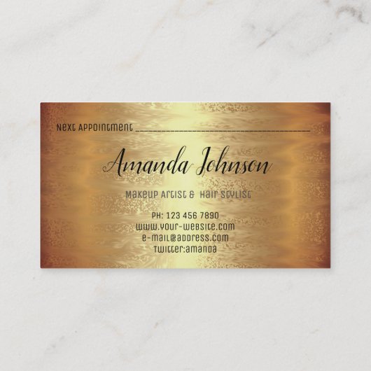 Makeup Artist Hair Salon Lash Extension Gold Lux Visitekaartje (Achterkant)