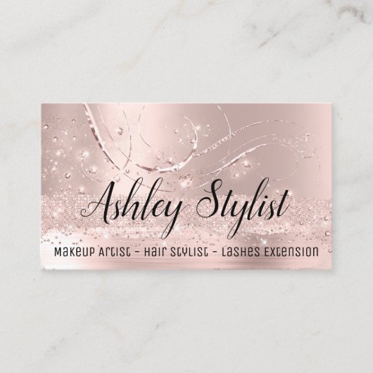 Makeup Artist Hair Salon Lash Extensions Roos Visitekaartje (Voorkant)