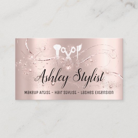 Makeup Artist Hair Salon Lash Logo Blogger Roos Visitekaartje (Voorkant)