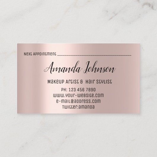 Makeup Artist Hair Salon Lash Logo Eyelash Roos Visitekaartje (Achterkant)