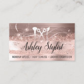 Makeup Artist Hair Salon Lash Logo Eyelash Roos Visitekaartje (Voorkant)