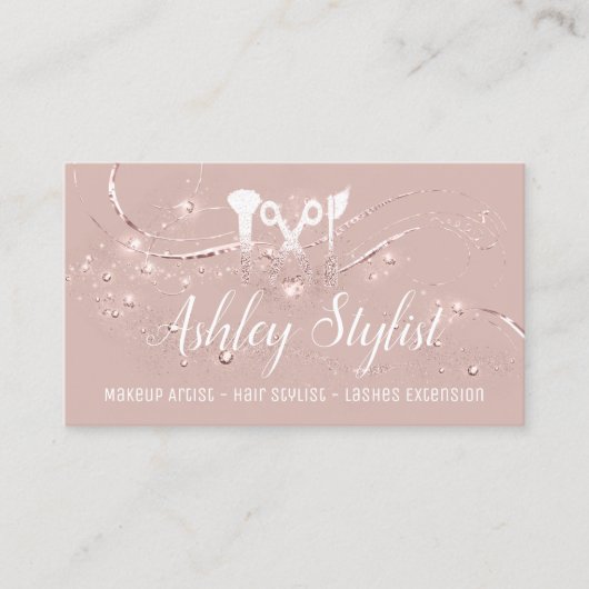 Makeup Artist Hair Salon Lash Scissors Blush Visitekaartje (Voorkant)