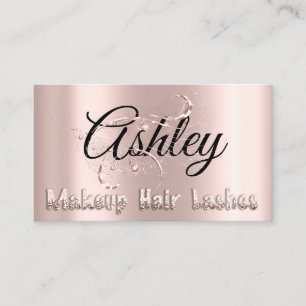 Makeup Artist Hair Salon Lashes Roze Rose Glitter Visitekaartje