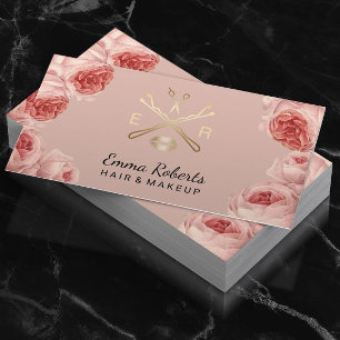 Makeup Artist Hair Salon Logo Roos Flowers Visitekaartje