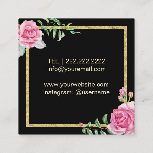 Makeup Artist Hair Salon Modern Floral Vierkante Visitekaartje (Achterkant)