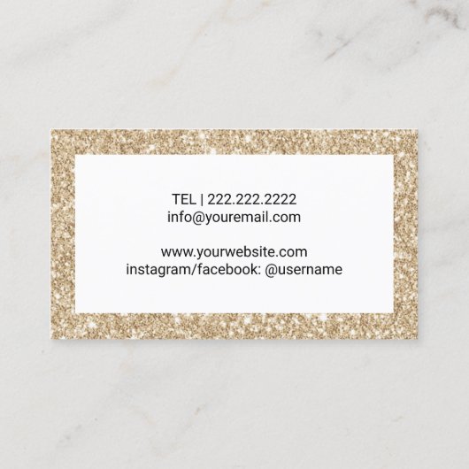 Makeup Artist & Hair Salon Modern Gold Glitter Visitekaartje (Achterkant)