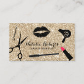 Makeup Artist & Hair Salon Modern Gold Glitter Visitekaartje (Voorkant)