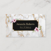 Makeup Artist Hair Salon Modern Gold White Marble Visitekaartje (Voorkant)