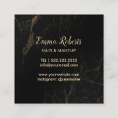 Makeup Artist Hair Salon Modern Roos Gold en marme Vierkante Visitekaartje (Achterkant)