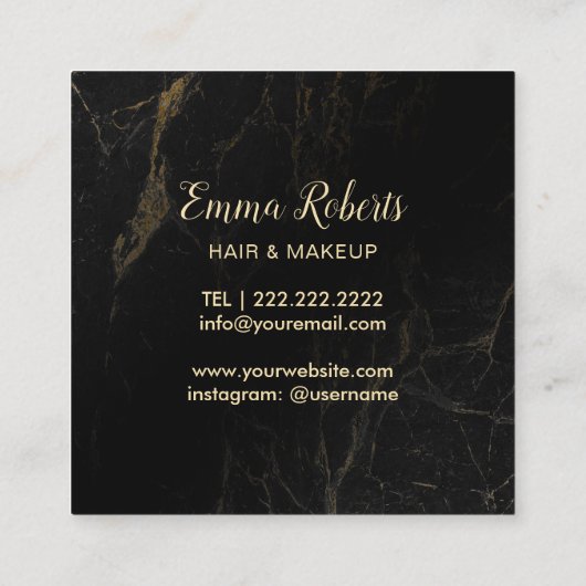 Makeup Artist Hair Salon Modern Roos Gold en marme Vierkante Visitekaartje (Achterkant)