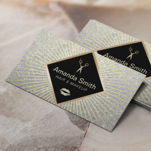 Makeup Artist Hair Salon Modern Silver Glitter Visitekaartje