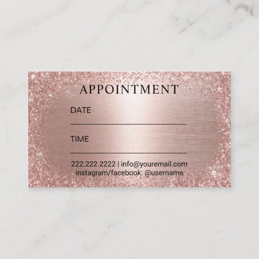 Makeup Artist Hair Salon Roos Gold Benoeming Afsprakenkaartje (Achterkant)