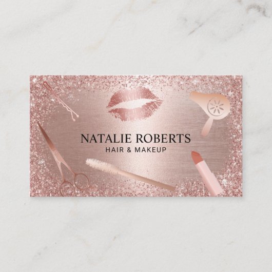 Makeup Artist Hair Salon Roos Gold Benoeming Afsprakenkaartje (Voorkant)