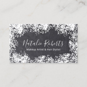 Makeup Artist Hair Salon Rustic Floral Chalkboard Visitekaartje