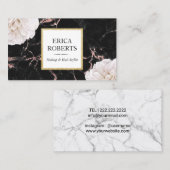 Makeup Artist Hair Salon White Floral Chic Marble Visitekaartje (Voorkant / Achterkant)