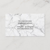 Makeup Artist Hair Salon White Floral Chic Marble Visitekaartje (Achterkant)