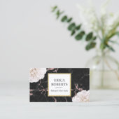 Makeup Artist Hair Salon White Floral Chic Marble Visitekaartje (Staand voorkant)