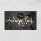 Makeup Artist Hair Stylist Black & Gold Typography Visitekaartje (Voorkant)