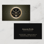 Makeup Artist & Hair Stylist Classy Black Gold Visitekaartje (Voorkant / Achterkant)