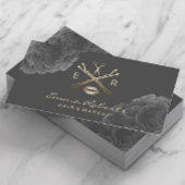 Makeup Artist Hair Stylist Dark Floral Gold Logo Visitekaartje