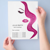 Makeup Artist Hair Stylist Donkerroze Glitter Flyer (Hand)