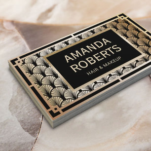 Makeup Artist & Hair Stylist Elegant Gold Art Deco Visitekaartje