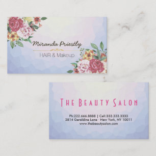 Makeup Artist Hair Stylist  Floral Elegant Visitekaartje