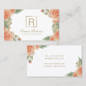 Makeup Artist Hair Stylist  Floral Monogram Visitekaartje (Voorkant / Achterkant)